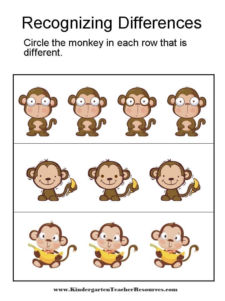 Spot The Difference Kindergarten Worksheets