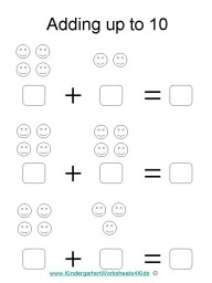 Addition Worksheets - up to 10