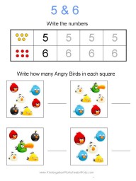 Free Angry Birds Math Worksheets for Kindergarten