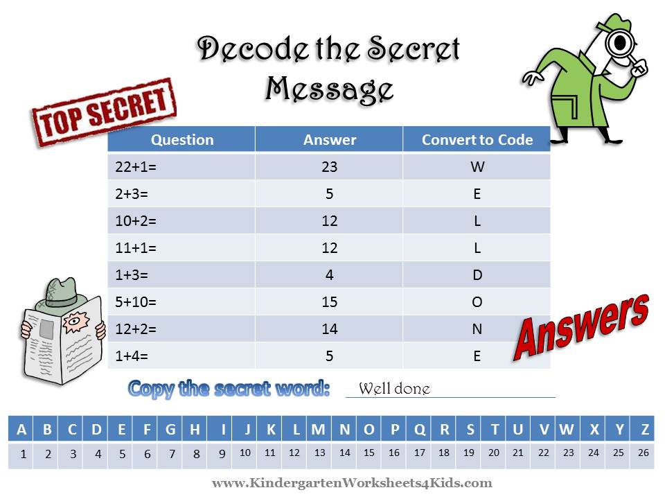 Math Worksheets With Secret Code